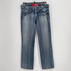 Guess Jeans Striated Blue Jeans Womens Sz 26 Medium Wash 5 Pocket Stretch Denim